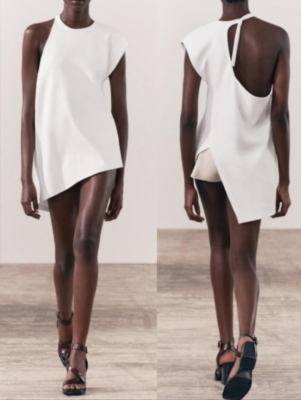ZARA Asymmetric One-Shoulder Mini Dress in White NWT Sz M